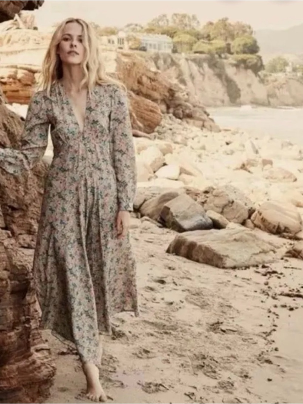 Doen Pink Multi Floral Long-Sleeve V-Neck Maxi Dress - Picture 5 of 6